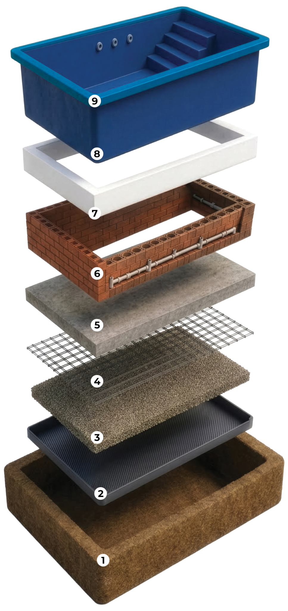 Exploded view of the EverBriss construction system