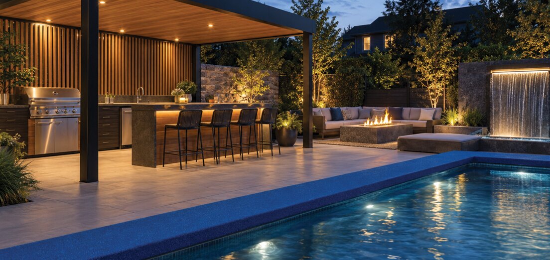 Outdoor living, lighting and water features